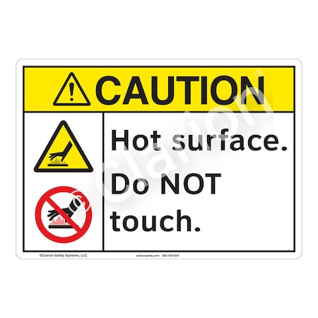 ANSI/ISO Compliant Caution/Hot Surface Safety Signs Outdoor Flexible Polyester (Z1) 14 X 10